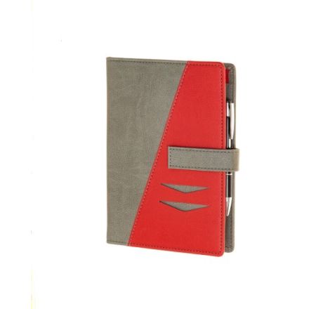 Agenda organizer ad anelli in similpelle, linguetta di chiusura - formato medio - rosso