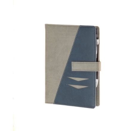 Agenda organizer ad anelli in similpelle, linguetta di chiusura - formato medio - blu