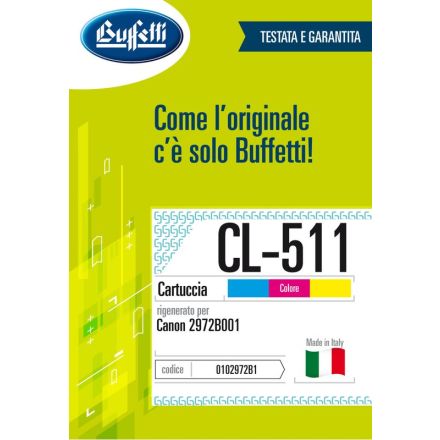 Canon Cartuccia ink jet - Compatibile Rigenerato CL-511 2972B001 - 3 colori (Ciano, Magenta, Giallo) - 244 pag