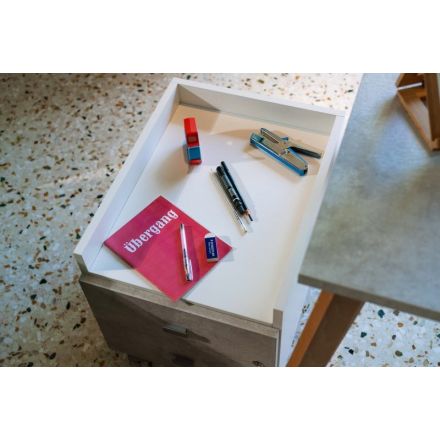 Cassettiera Roller - struttura bianca - cassetti cemento - 41,7x54xh 45 cm