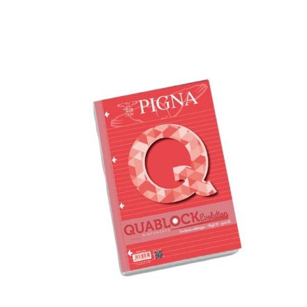 Blocchi collati Quablock Evolution - fogli rinforzati - Rigatura 1R - Righe medie e superiori - 40 fogli - A4 - 80 g