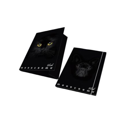 Cartella 3 Lembi A4 Monocromo Black Dorso 1,2 - Dorso 1,2 - Elastico Tondo - Colori assortiti