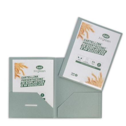 Cartellina presentazioni - personalizzabile - bioplastica e pp riciclato - 2 tasche interne - 30x22 cm - celeste