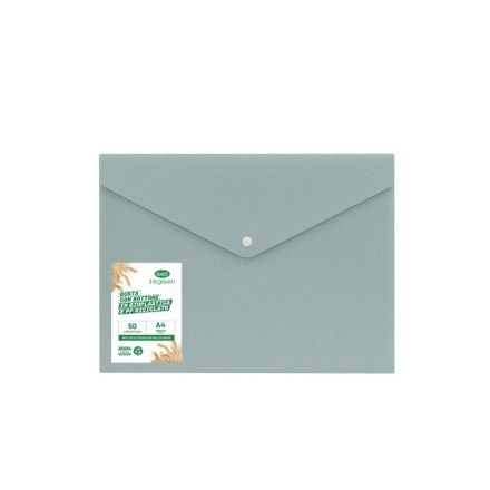 Buste con bottone I love green - bioplastica e pp riciclato - 29,7x21 cm - azzurro