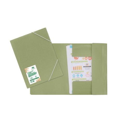 Cartellina con elastico angolare - bioplastica e pp riciclato - 29,7x21 cm - verde