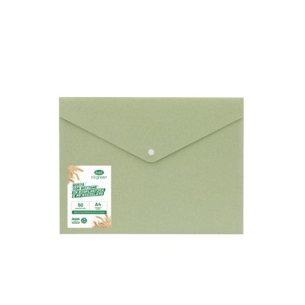 Buste con bottone I love green - bioplastica e pp riciclato - 29,7x21 cm - verde
