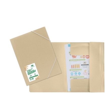 Cartellina con elastico angolare - bioplastica e pp riciclato - 29,7x21 cm - avana