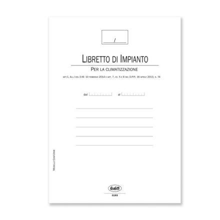Registro Libretto di impianto per la climatizzazione estiva e invernale (Allegato I) - 44 pagine - 29,7x21 cm