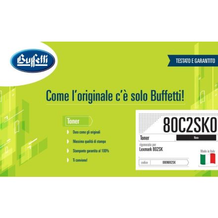 Lexmark Toner - Compatibile Rigenerato 80C2SK0 802SK - Nero - 2.500 pag