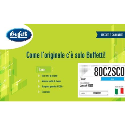 Lexmark Toner - Compatibile Rigenerato 80C2SC0 802SC - Ciano - 2.000 pag