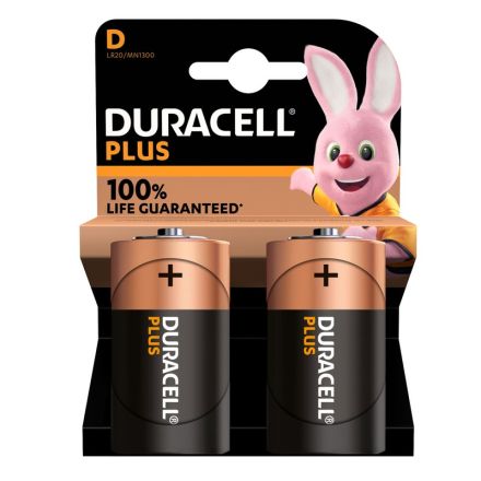 Pile Duracell Plus - torcia - D - 1,5 V - conf. 2 pile