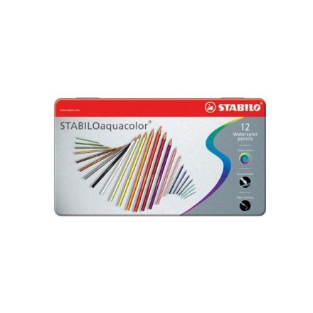 Matite colorate Aquacolor Stabilo - Scatola in metallo da 12 - 2,8 mm - da 6 anni - 1612