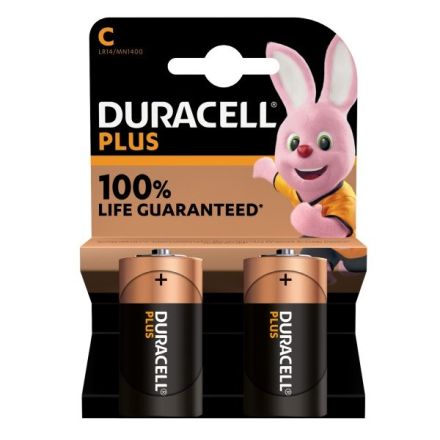 Pile Duracell Plus - mezzatorcia - C - 1,5 V - conf. 2 pile