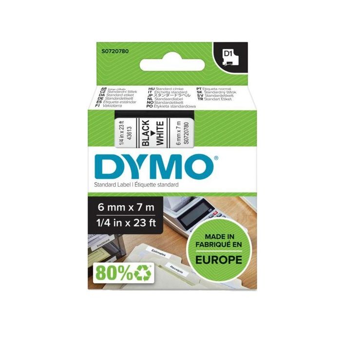 Etichette Cassette Dymo D1 6mm X 7m Black/white 43613 - Foto 8